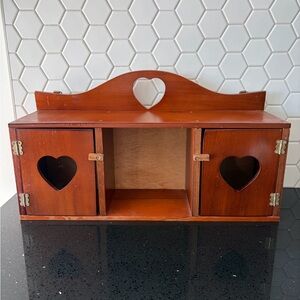 Vintage Wooden Heart Cabinet Shelf Cottage Core